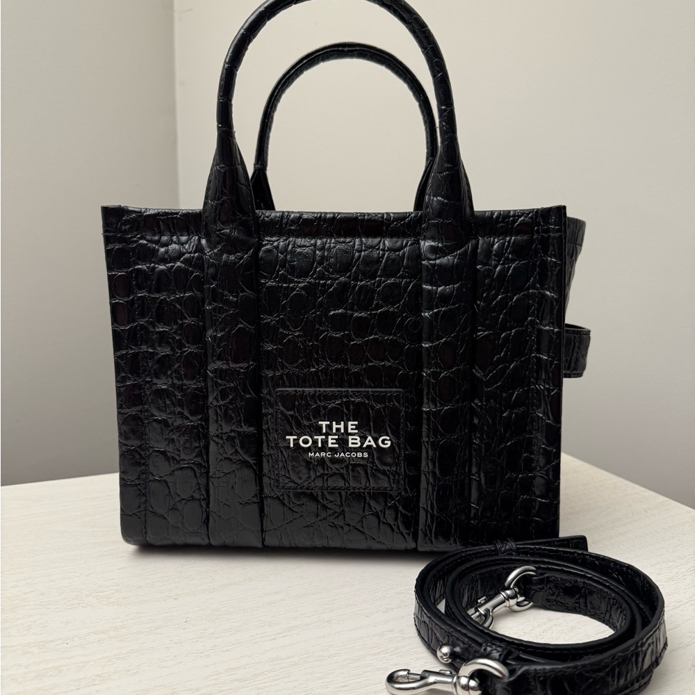Marc Jacobs Black Croc-Texture Tote